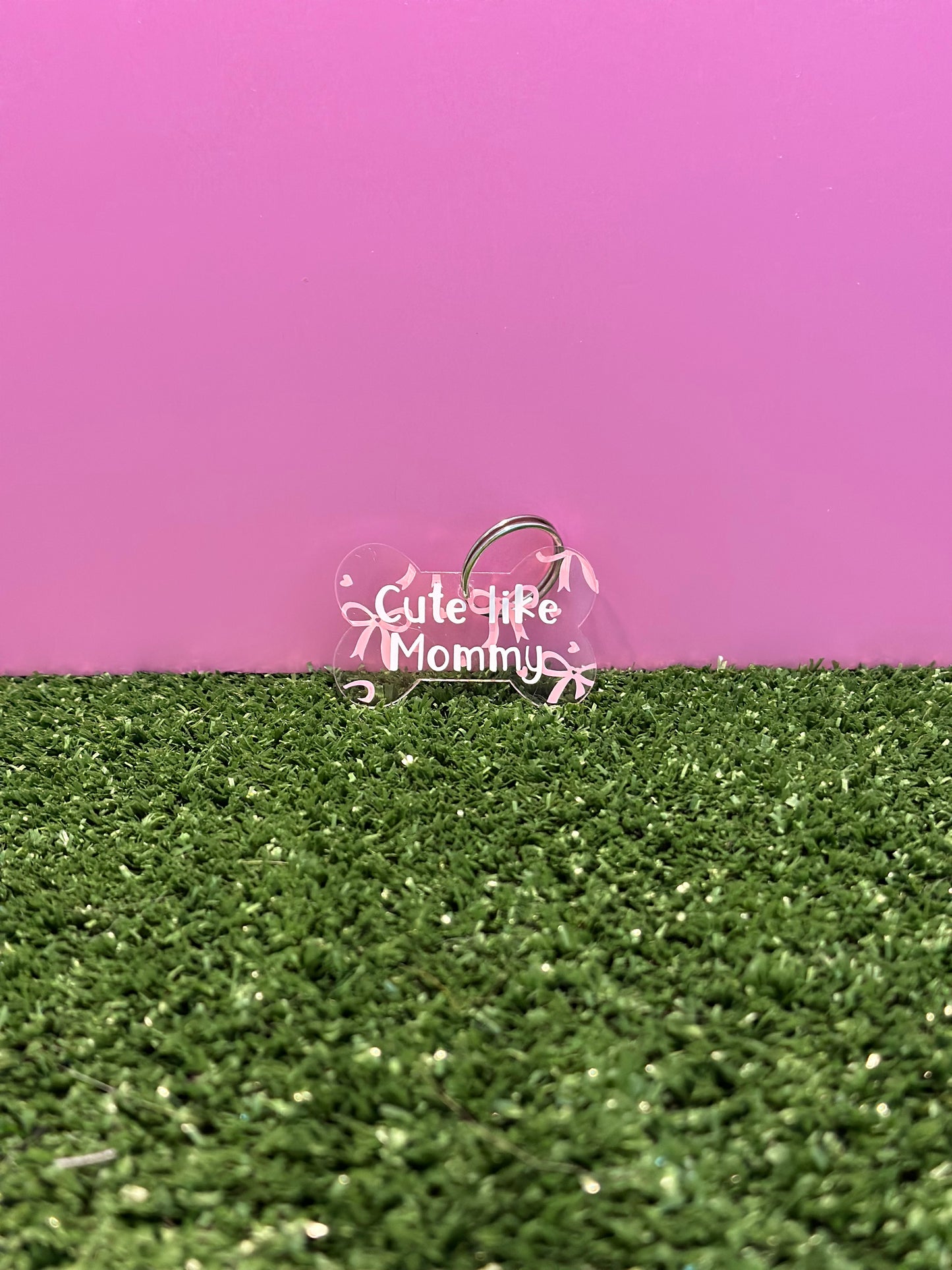 Pink Bow Dog Tag