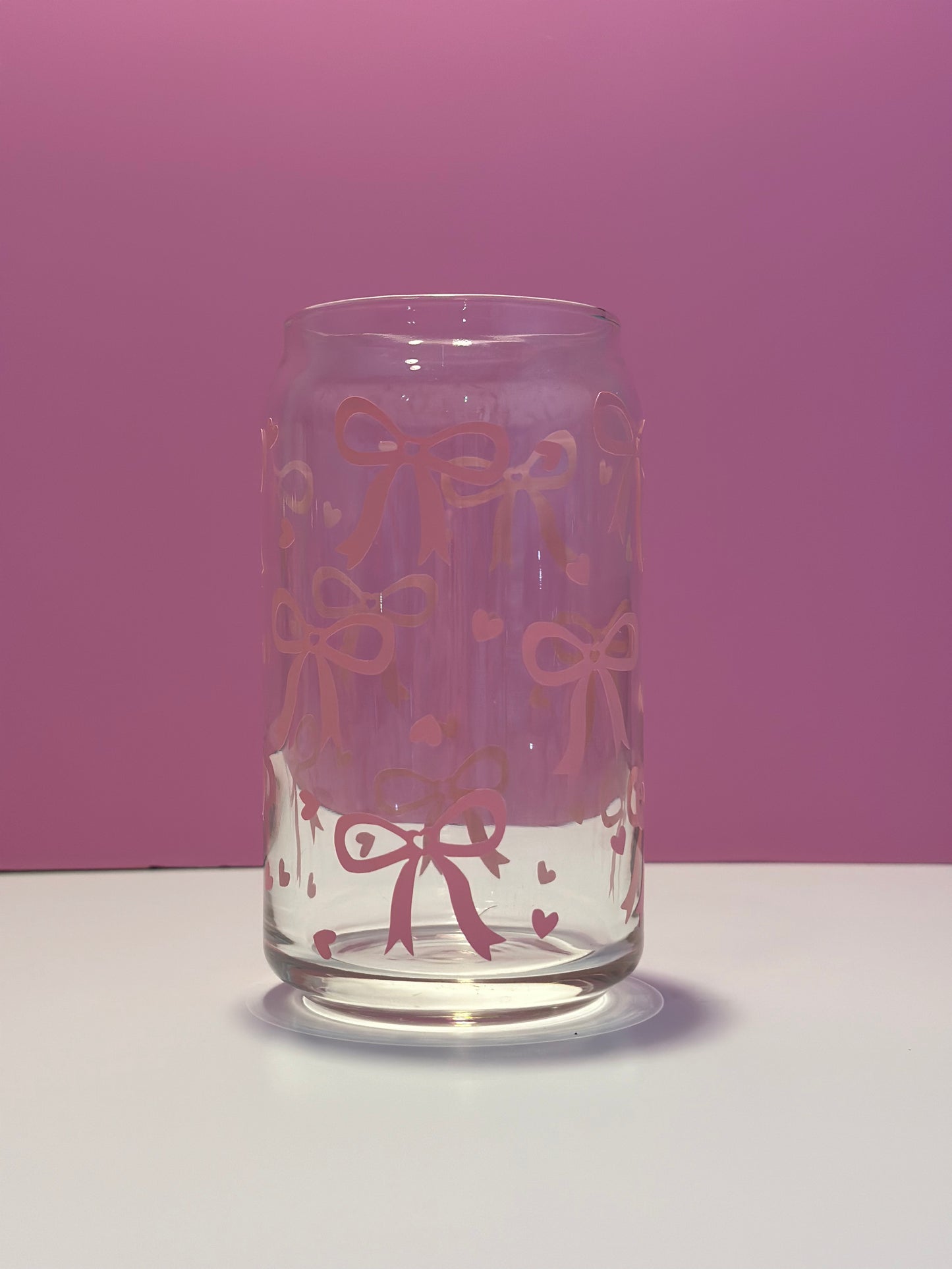 Pink Bow Can Glass