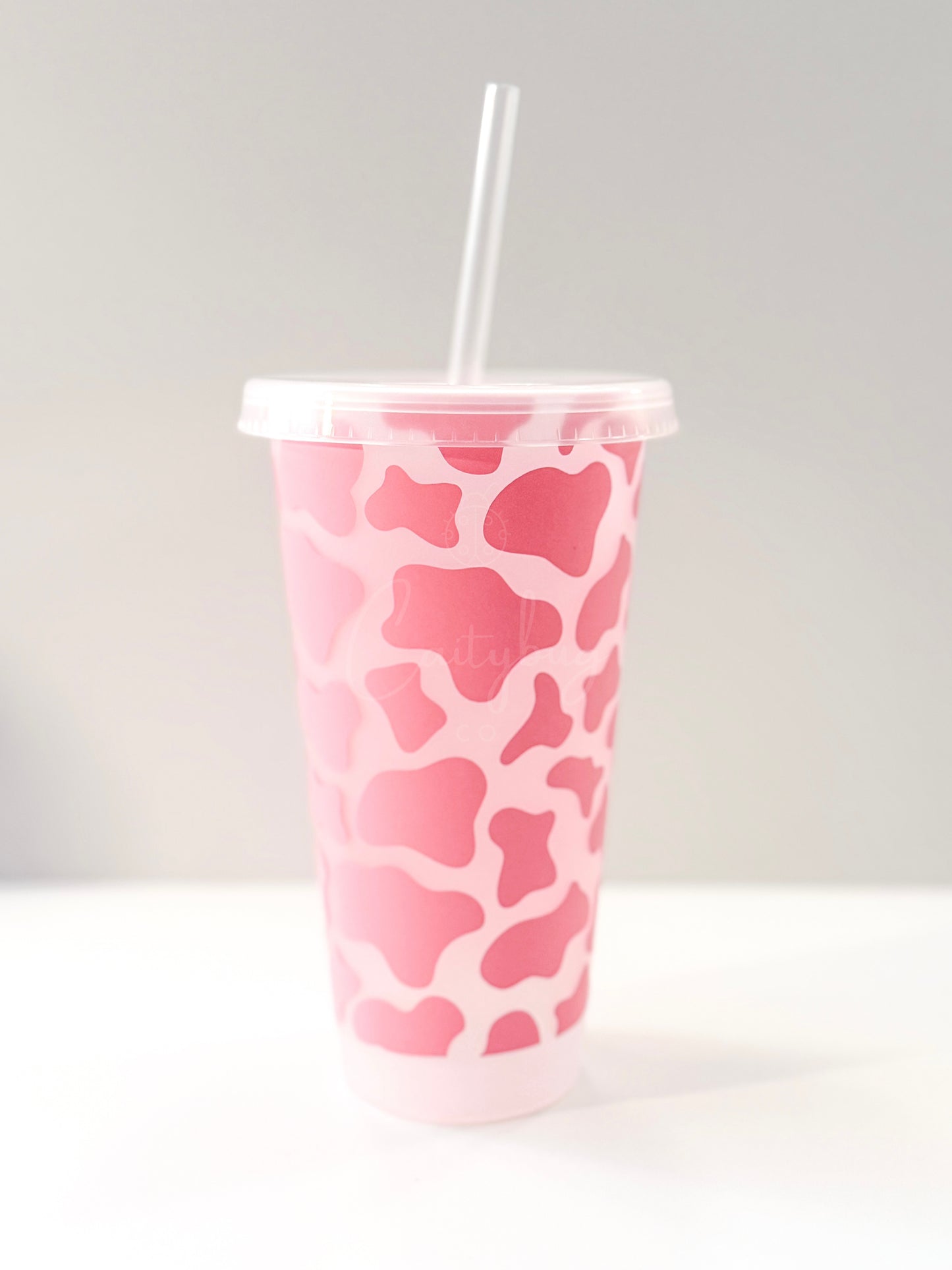 Pink Cow Print Cold Cup