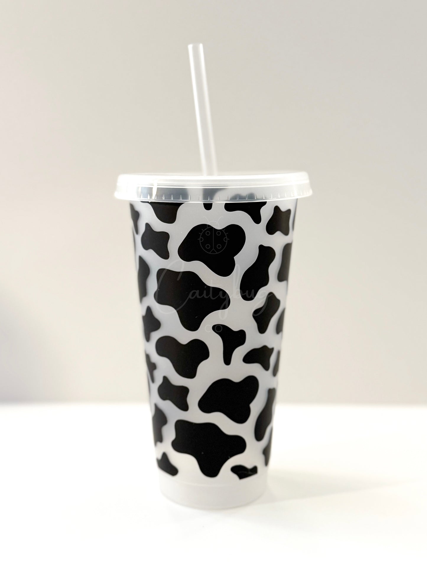 Black Cow Print Cold Cup