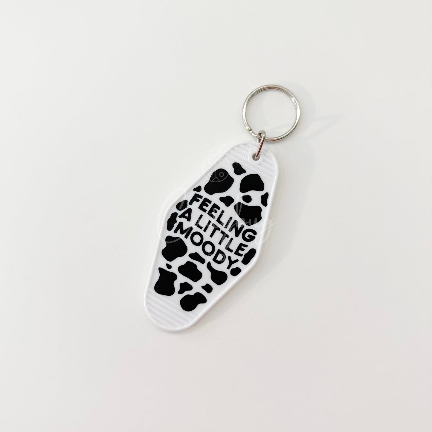 Black Cow Print "Feeling a Little Moody" Keychain