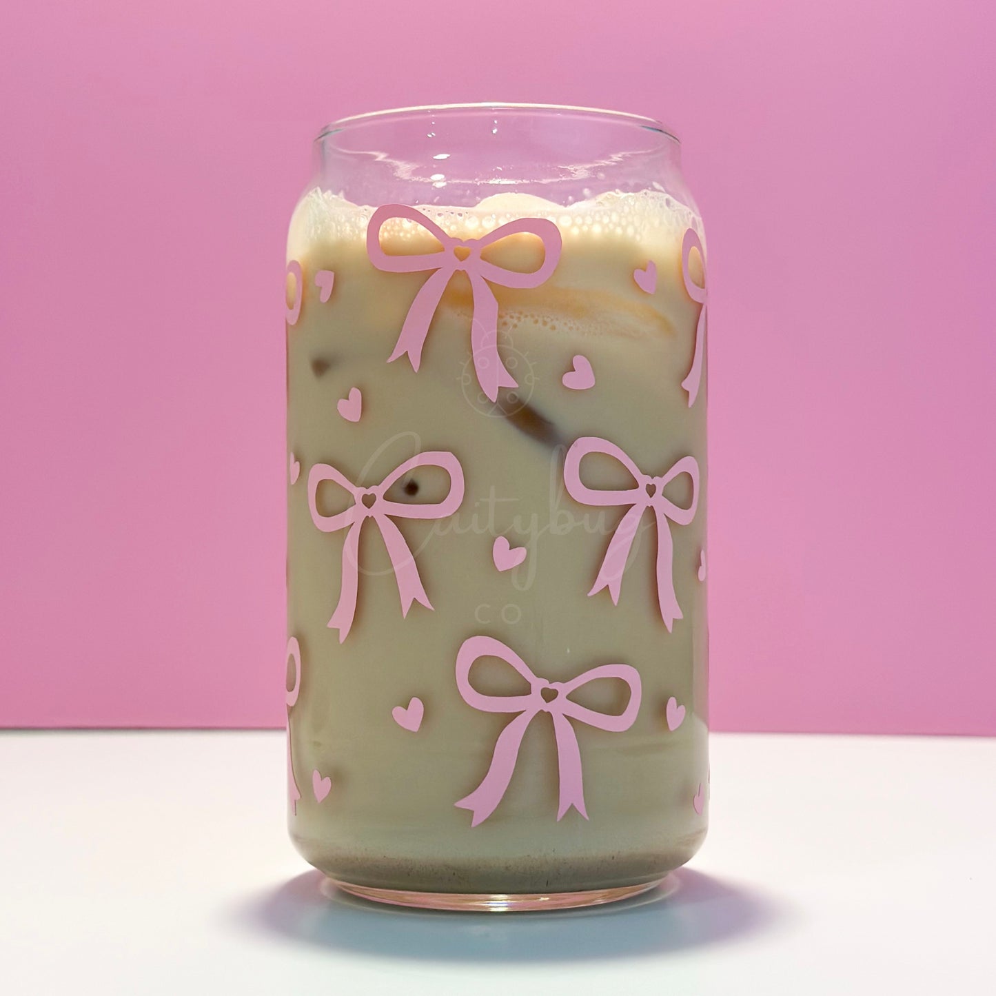 Pink Bow Can Glass