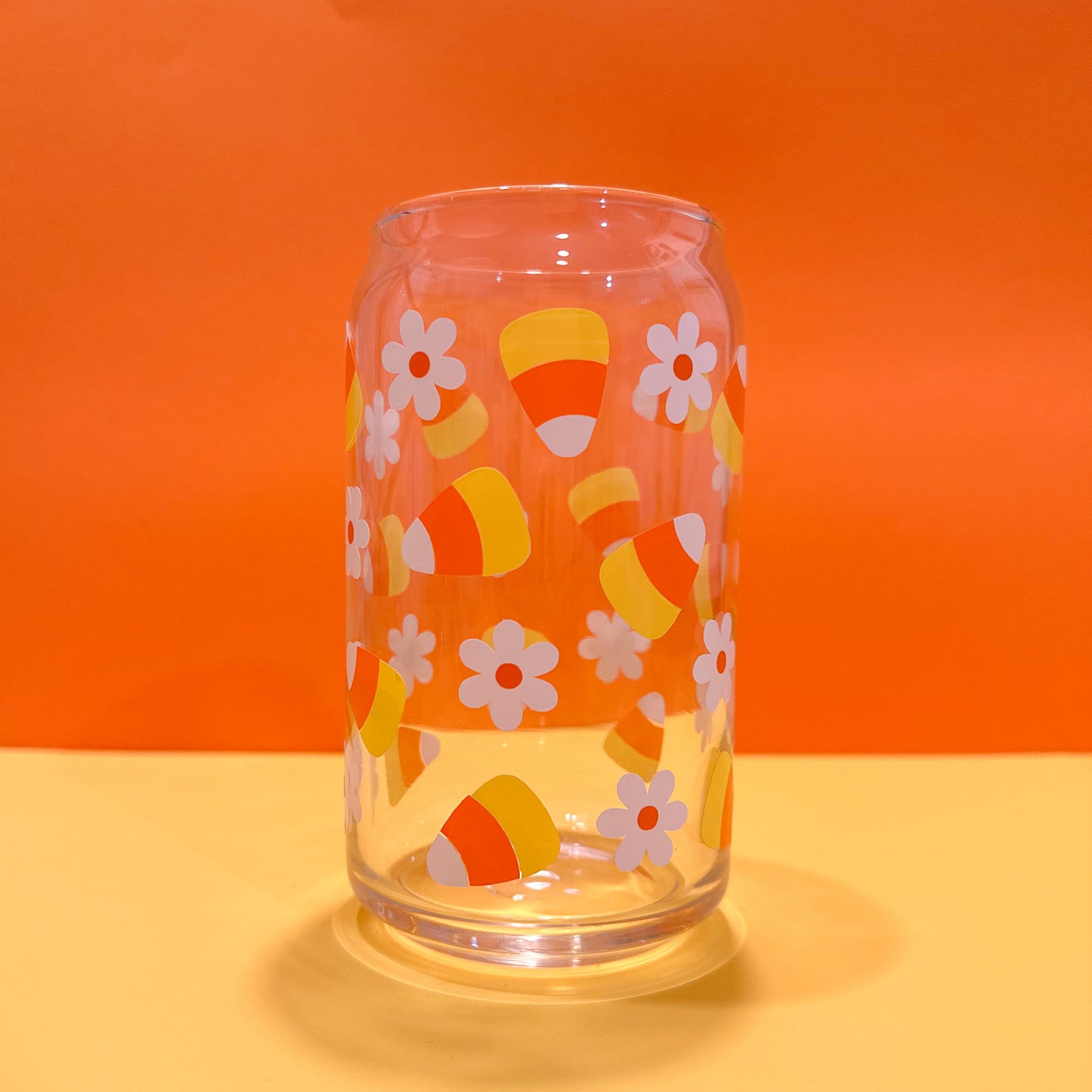 Candy Corn Couture Can Glass