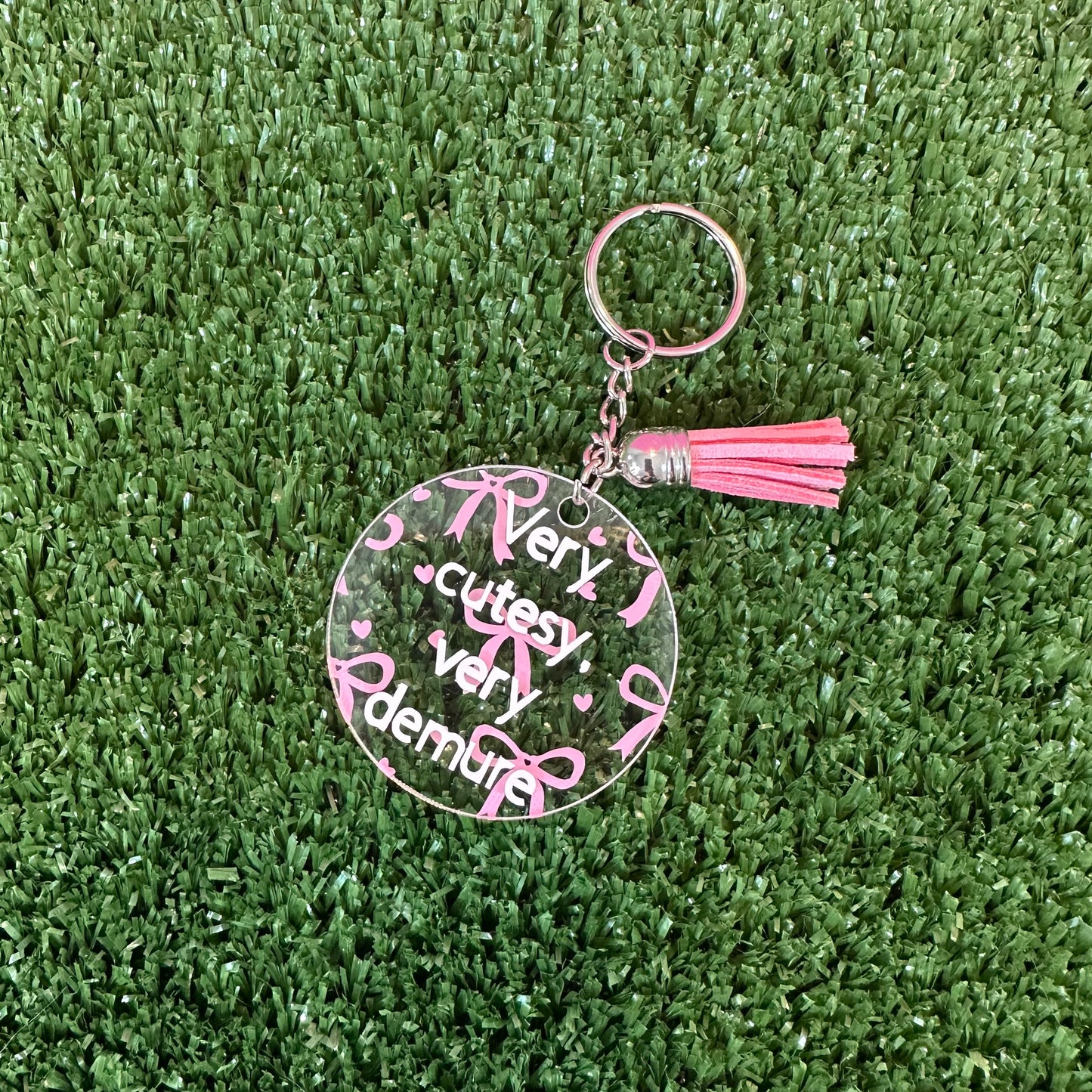 "Very Cutesy, Very Demure" Lacy Personalized Keychain