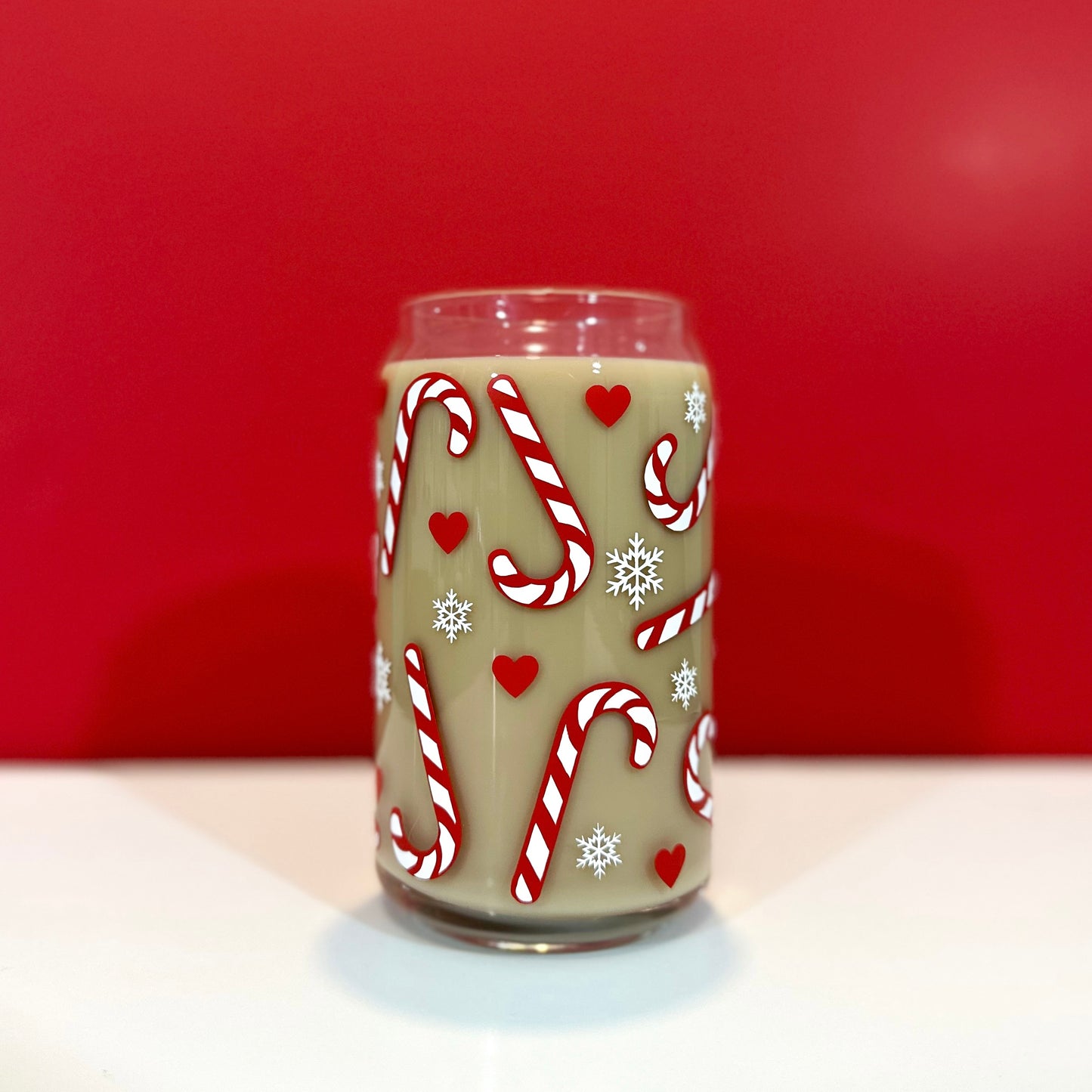 Candy Cane Lane Can Glass