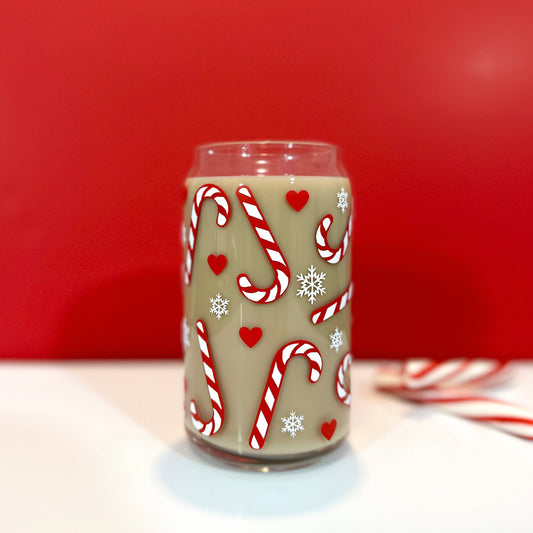 Candy Cane Lane Can Glass