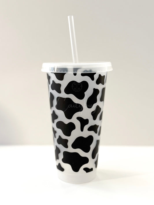 Black Cow Print Cold Cup