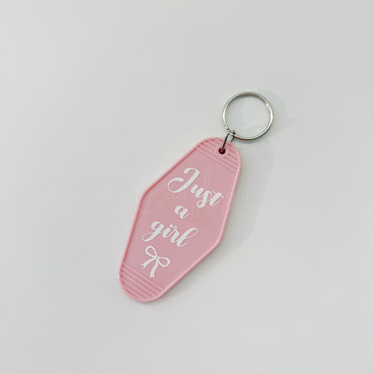 Bow "Just a Girl" Keychain