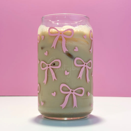 Pink Bow Can Glass